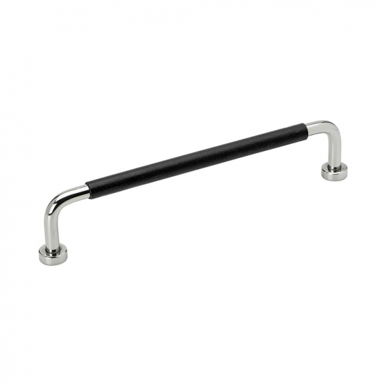Möbelgriff Lounge - 160mm - Chrom/Schwarz Leder