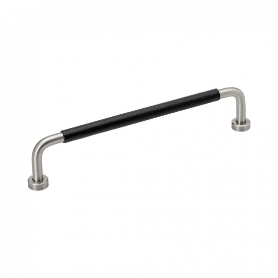 Möbelgriff Lounge - 160mm - Edelstahl/Schwarz Leder