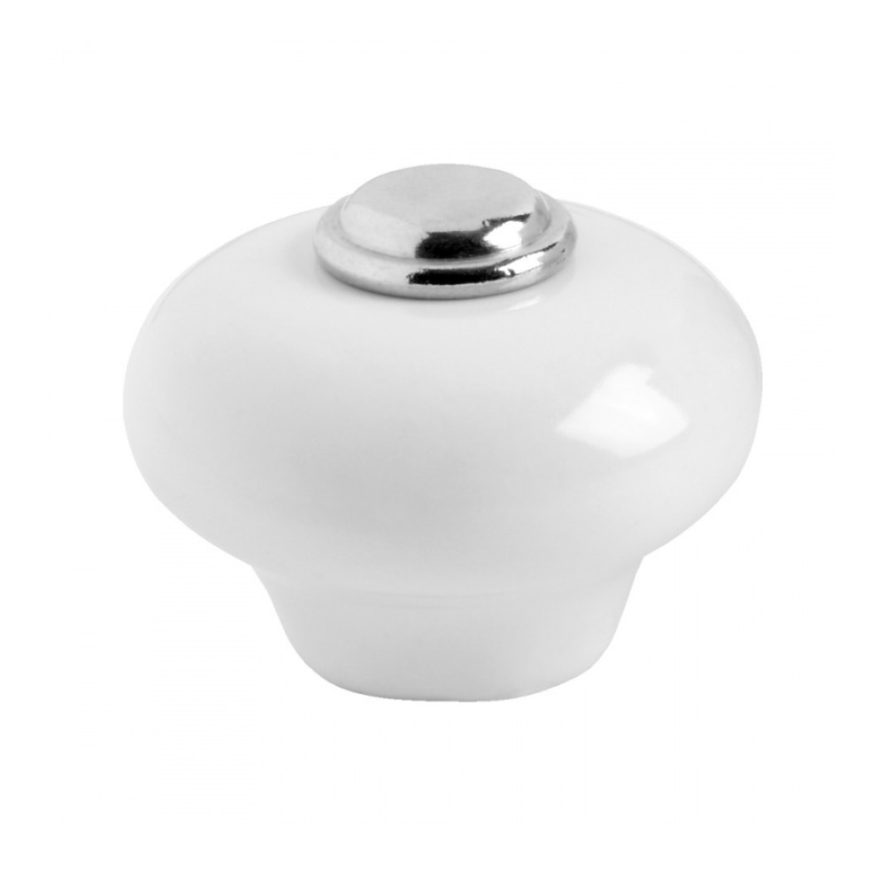 Möbelknopf 409 - 32mm - Vernickelt/Porzellan