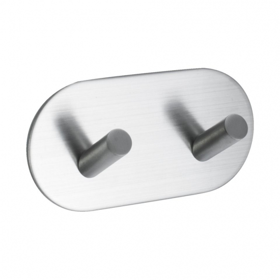Klebehaken Base 100 2-Haken - Gebürsteter Edelstahl