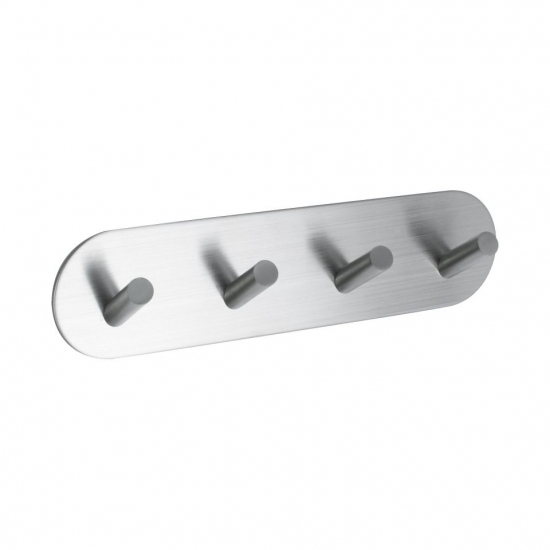 Klebehaken Base 100 4-Haken - Gebürsteter Edelstahl