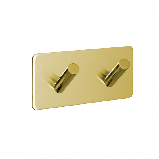 Klebehaken Base 200 2-Haken - Poliertes Messing