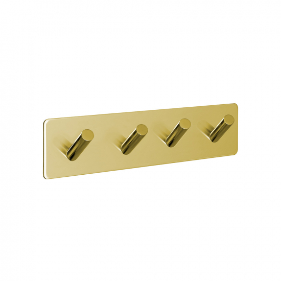 Klebehaken Base 200 4-Haken - Poliertes Messing
