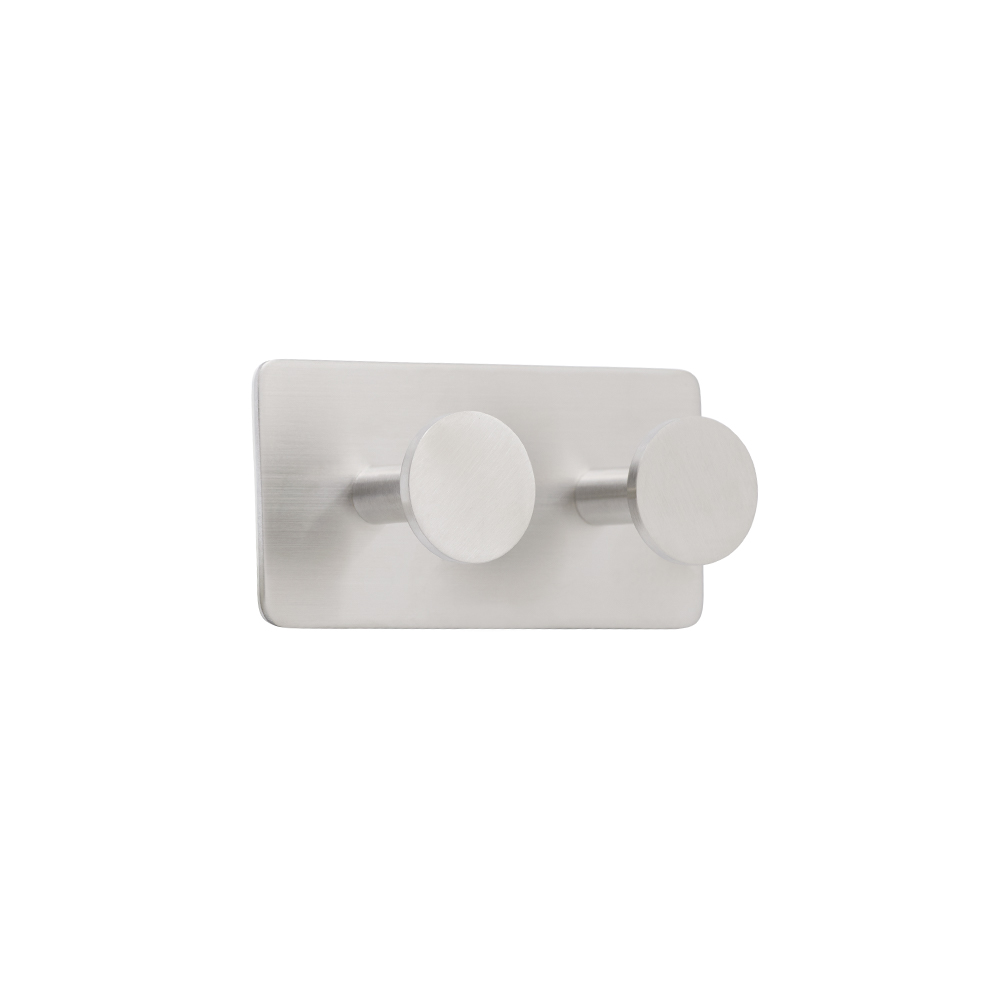 Klebehaken Base 210 2-Haken - Gebürsteter Edelstahl