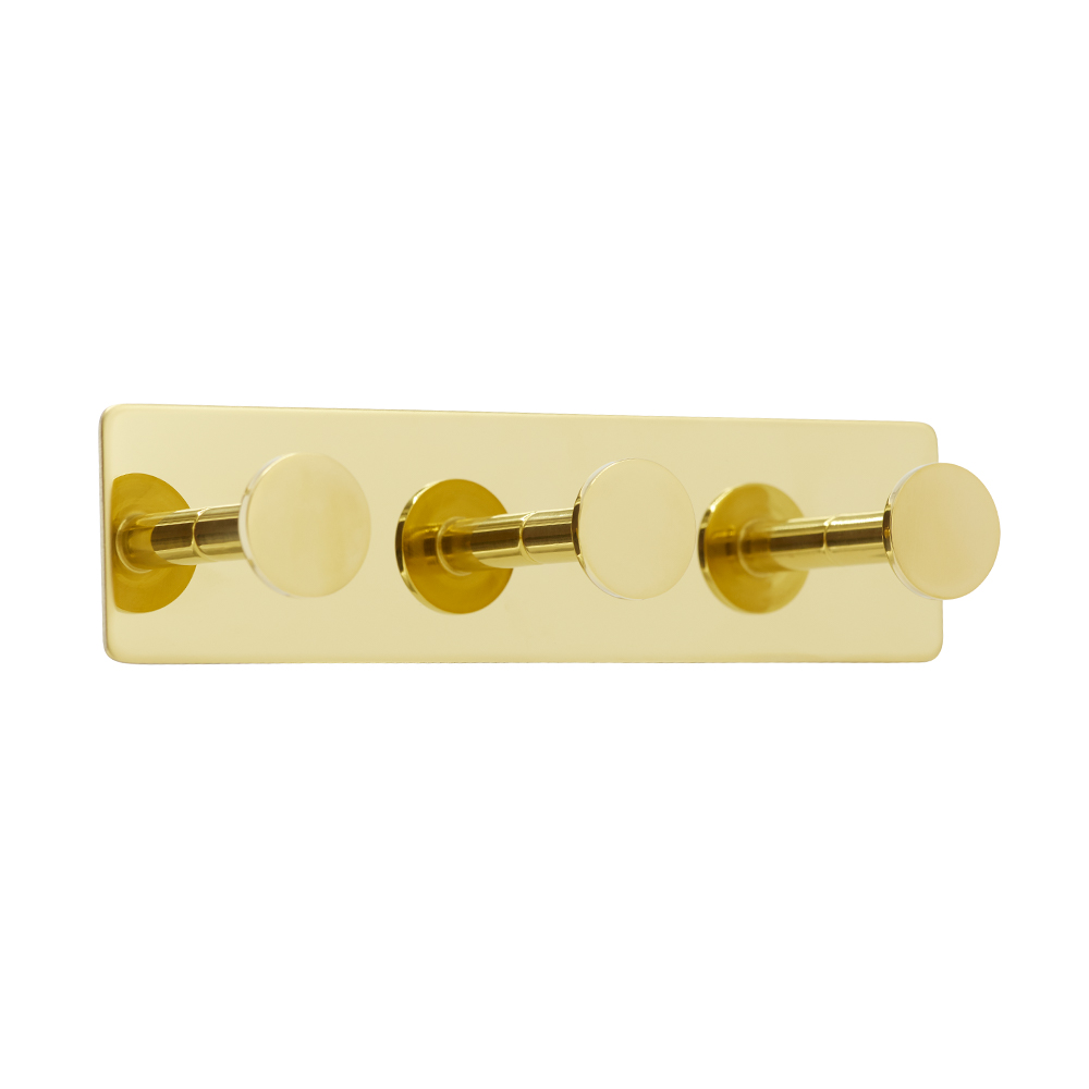 Klebehaken Base 210 3-Haken - Poliertes Messing