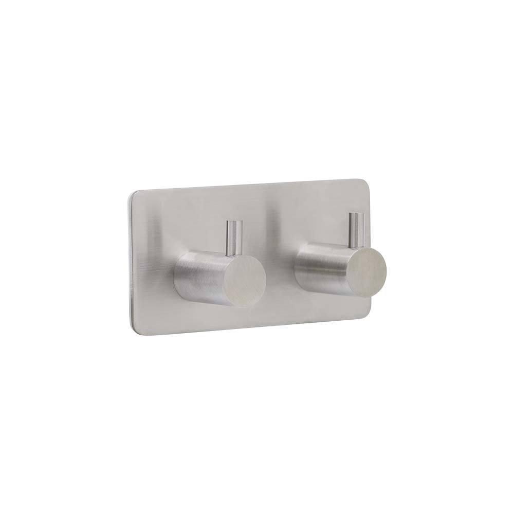 Klebehaken Base 220 2-Haken - Gebürsteter Edelstahl