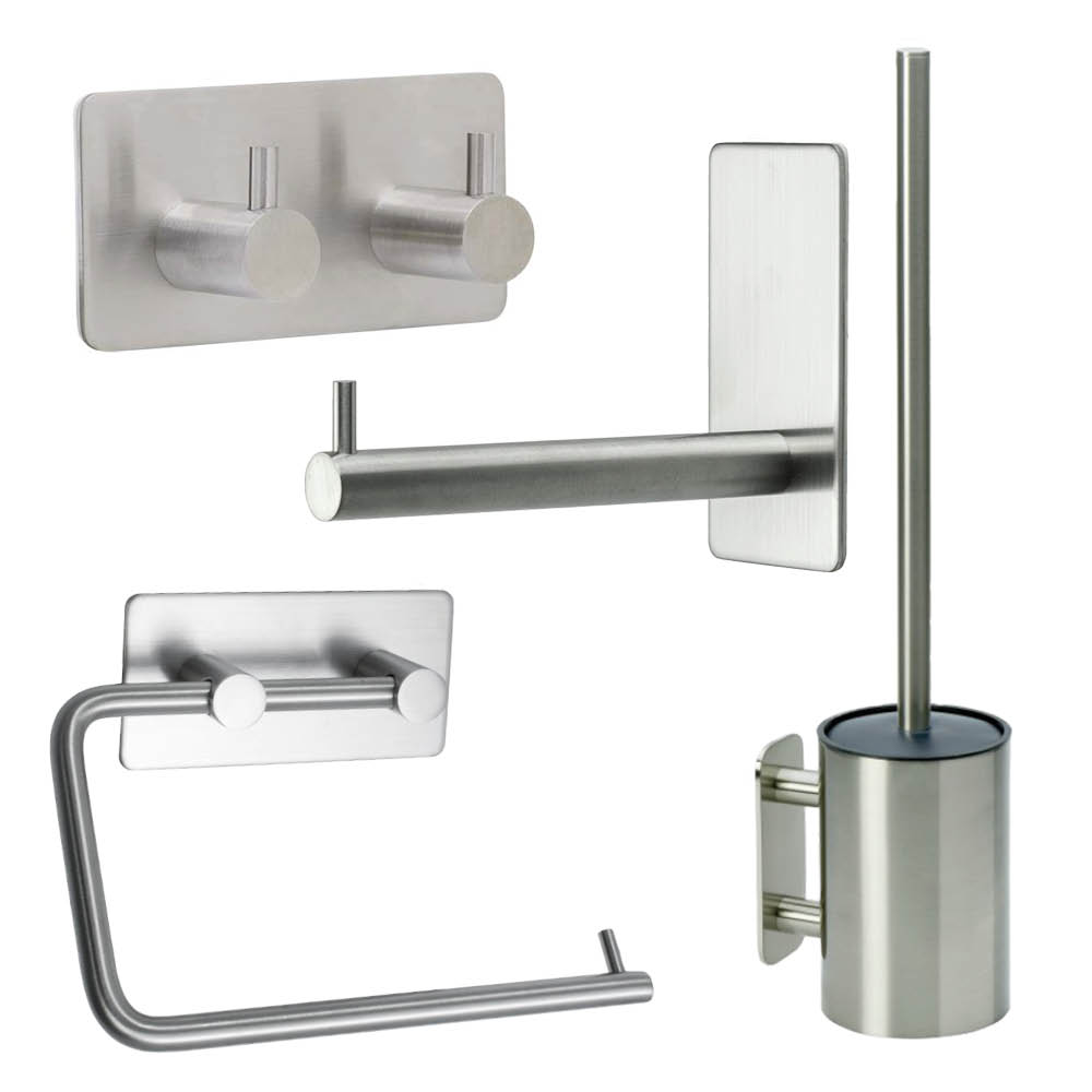 Badezimmer Set Base 220 - Gebürsteter Edelstahl Finish