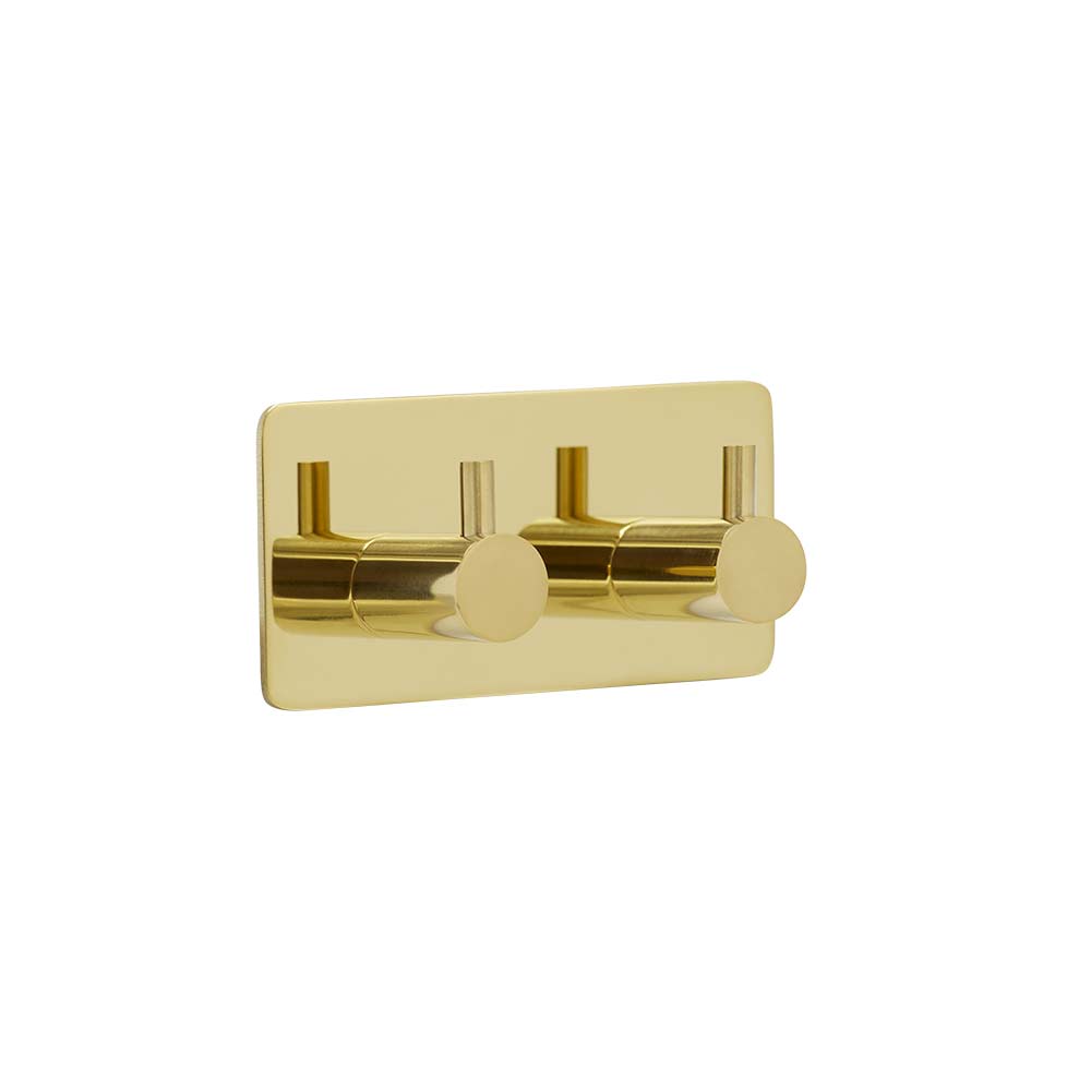 Klebehaken Base 220 2-Haken - Poliertes Messing
