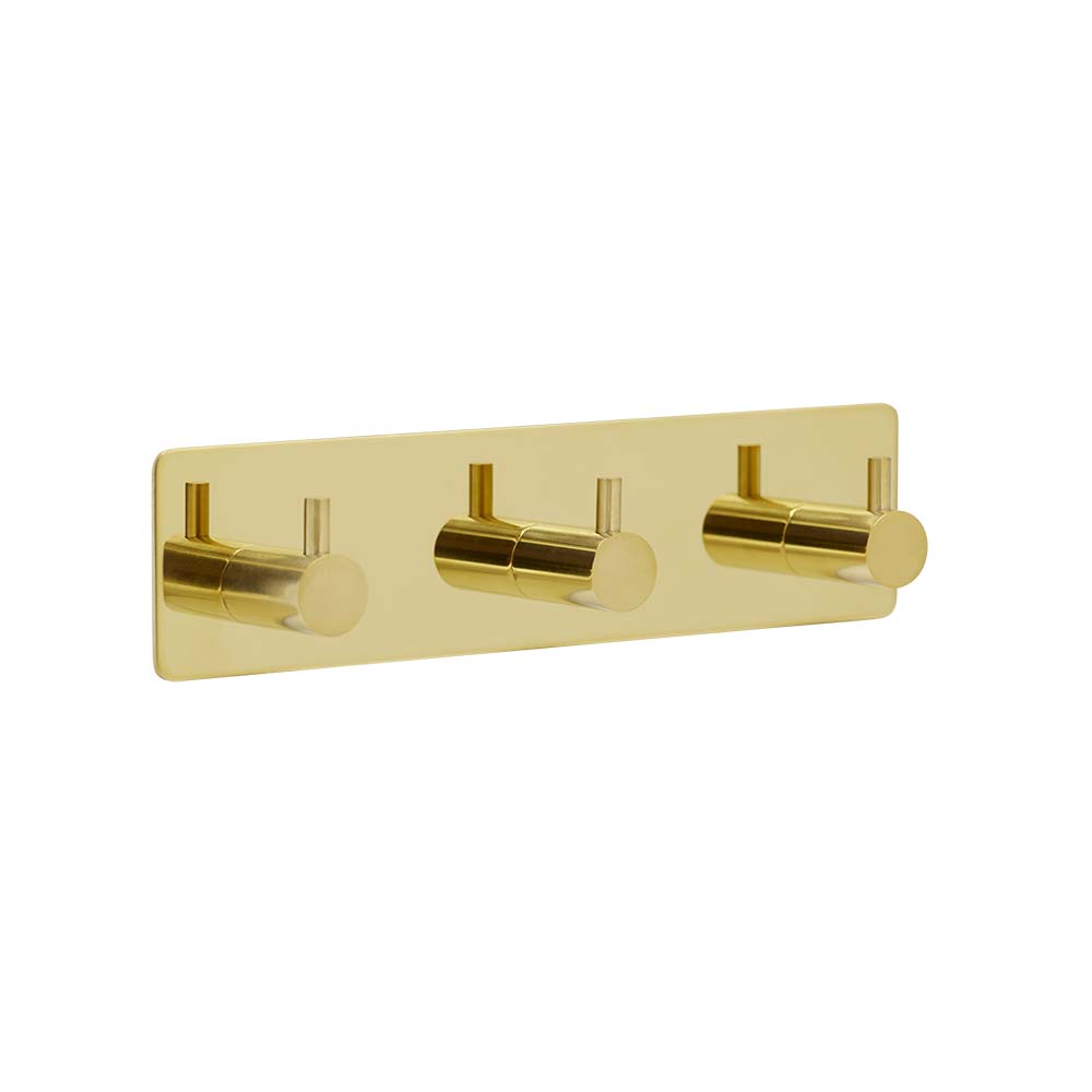 Klebehaken Base 220 3-Haken - Poliertes Messing