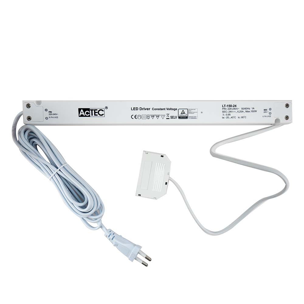 Trafo SLIM - 6 ansl. - 24V / 150W - Weiß