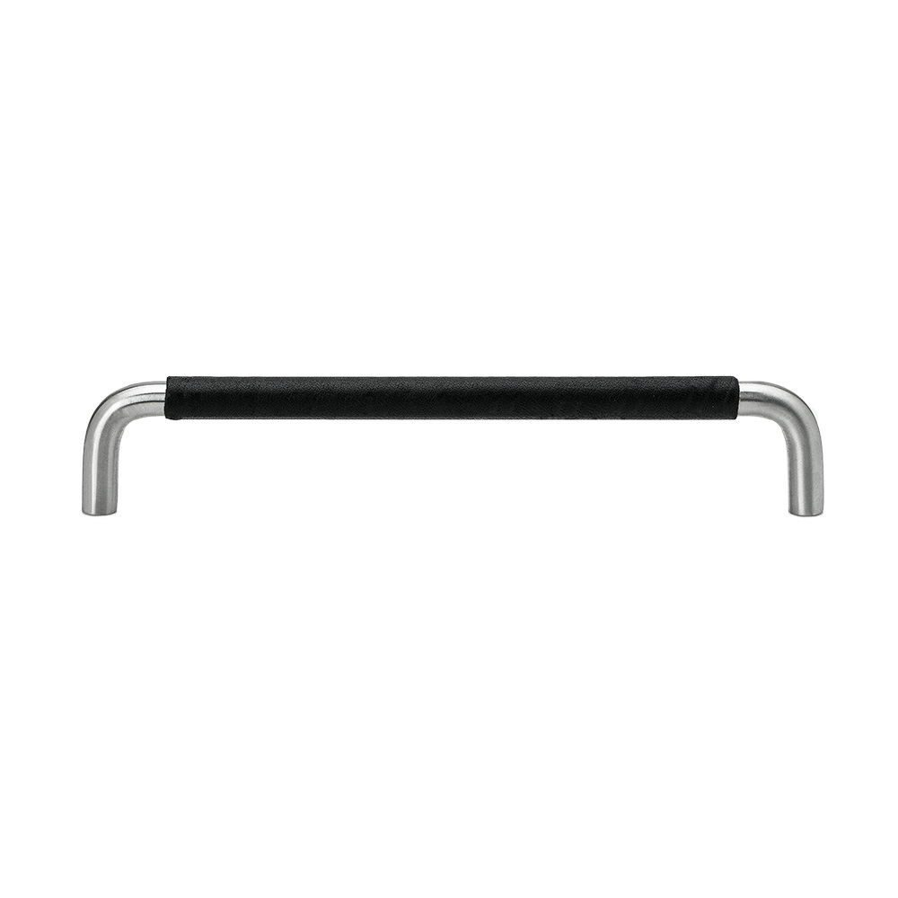 Möbelgriff SS-A - Edelstahl/Lederummantelt Schwarz