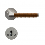 Türgriff Kastrup - Edelstahl-Optik/Lederummantelt Braun