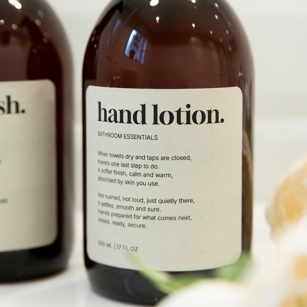 Klebeetikett Premium – Hand Lotion - Beige