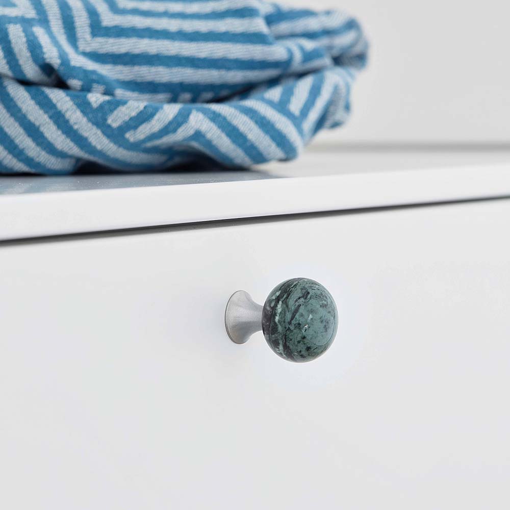 Möbelknopf Bead Straight - Carrara Marmor/Grün
