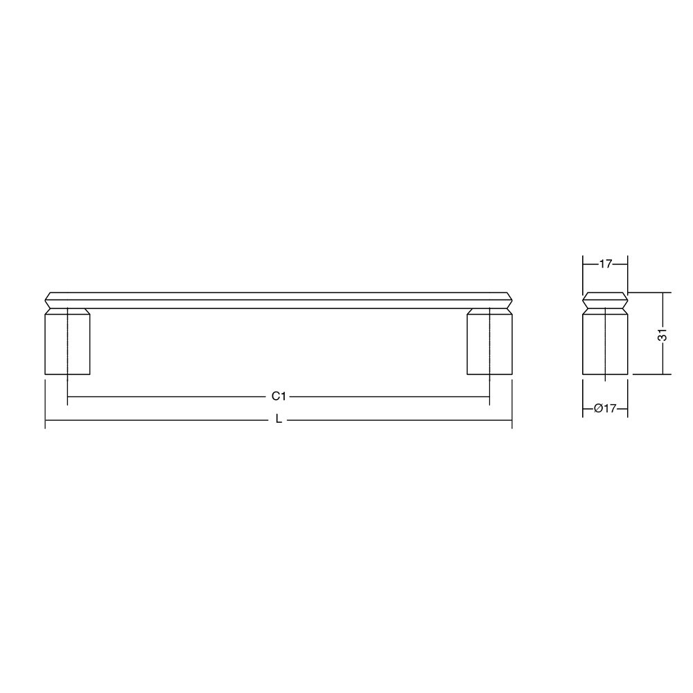 Möbelgriff Fase cc160mm - Gebürstete Bronze