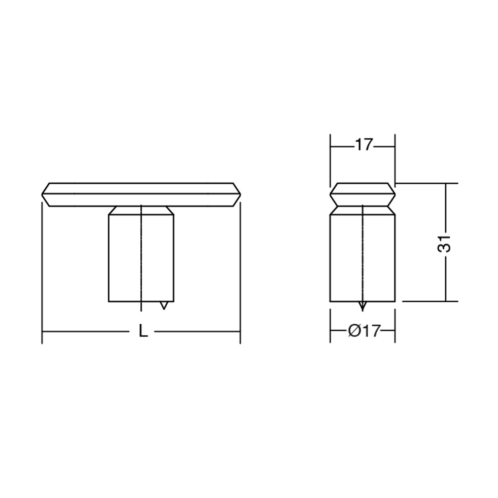 Griffknauf T-Form T Fase - Dunkel Gebürstetes Messing