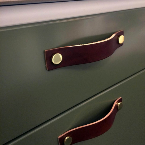 Möbelgriff Loop - 128mm - Leder Schwarz/Schwarz