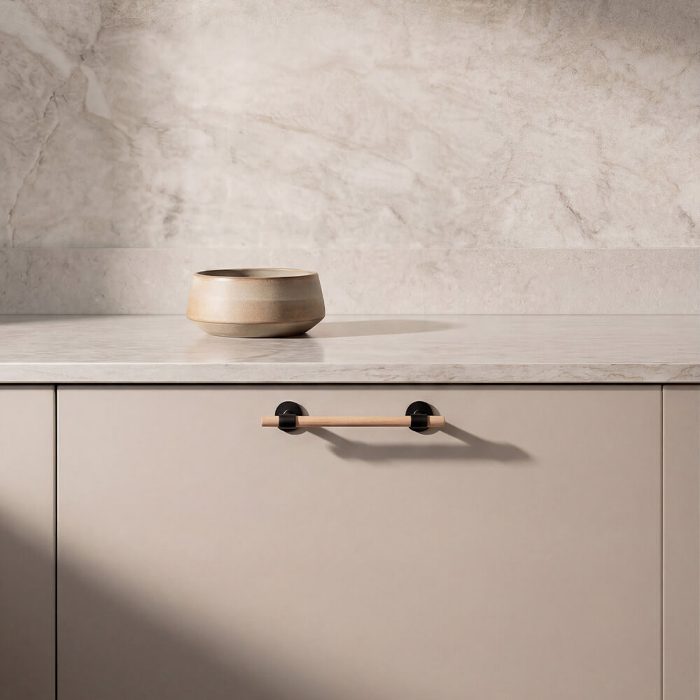 Möbelgriff Uniform - 128mm - Eiche/Mattschwarz