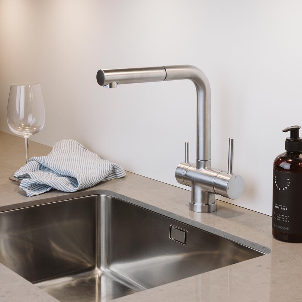 Küchenarmatur London - mit Ausziehbrause - Old Silver