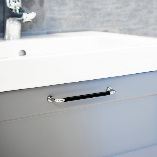 Möbelgriff Lounge - 160mm - Chrom/Schwarz Leder