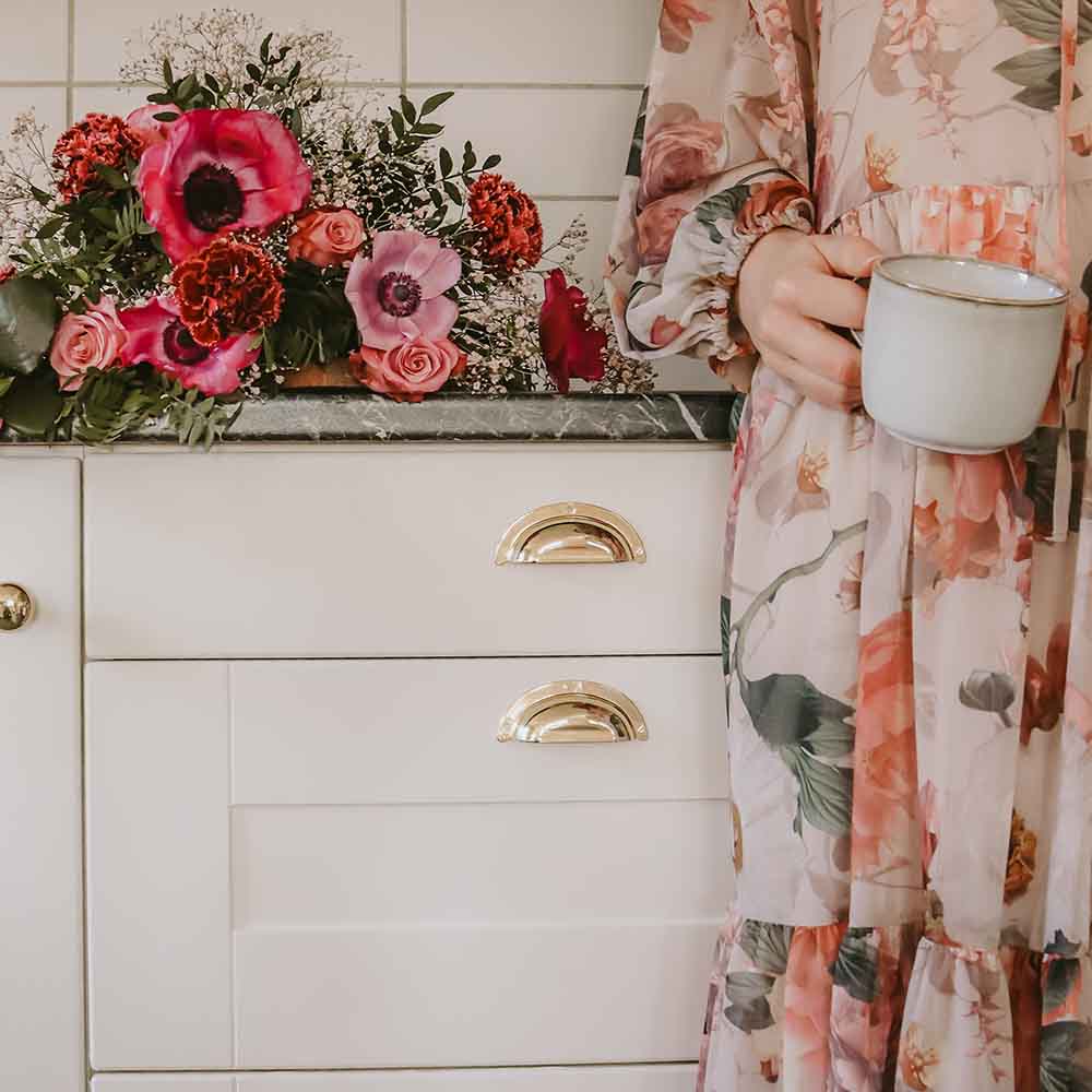 Muschelgriff 3922 - 64mm - Poliertes Messing