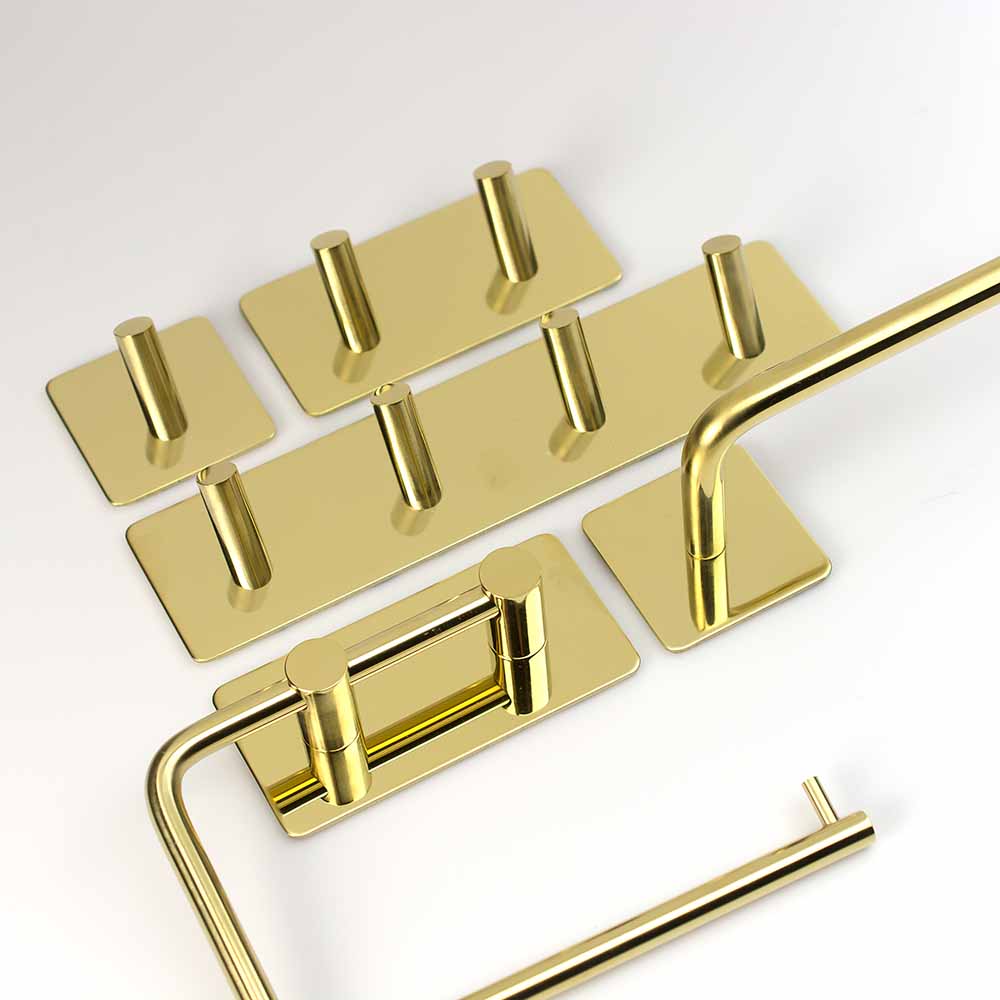 Klebehaken Base 200 4-Haken - Poliertes Messing