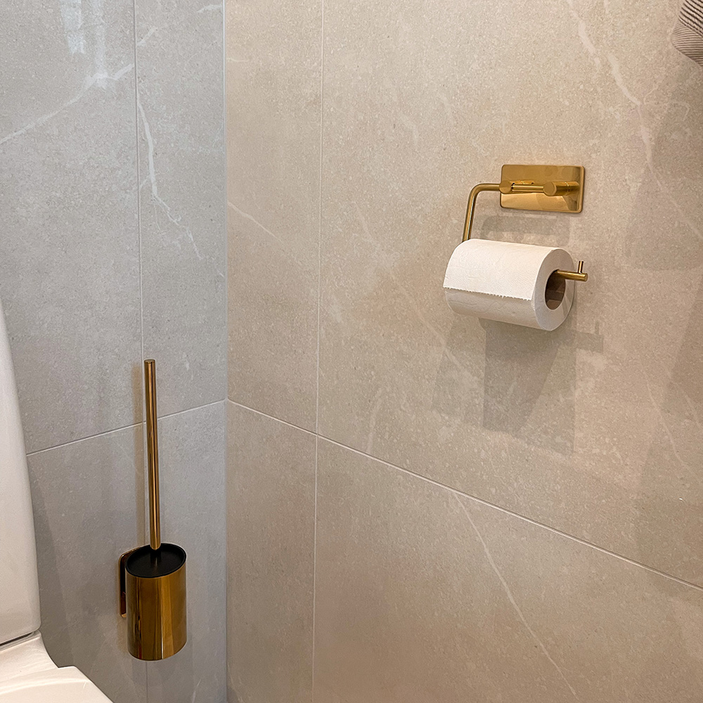 Base 200 Toilettenpapierhalter - Poliertes Messing