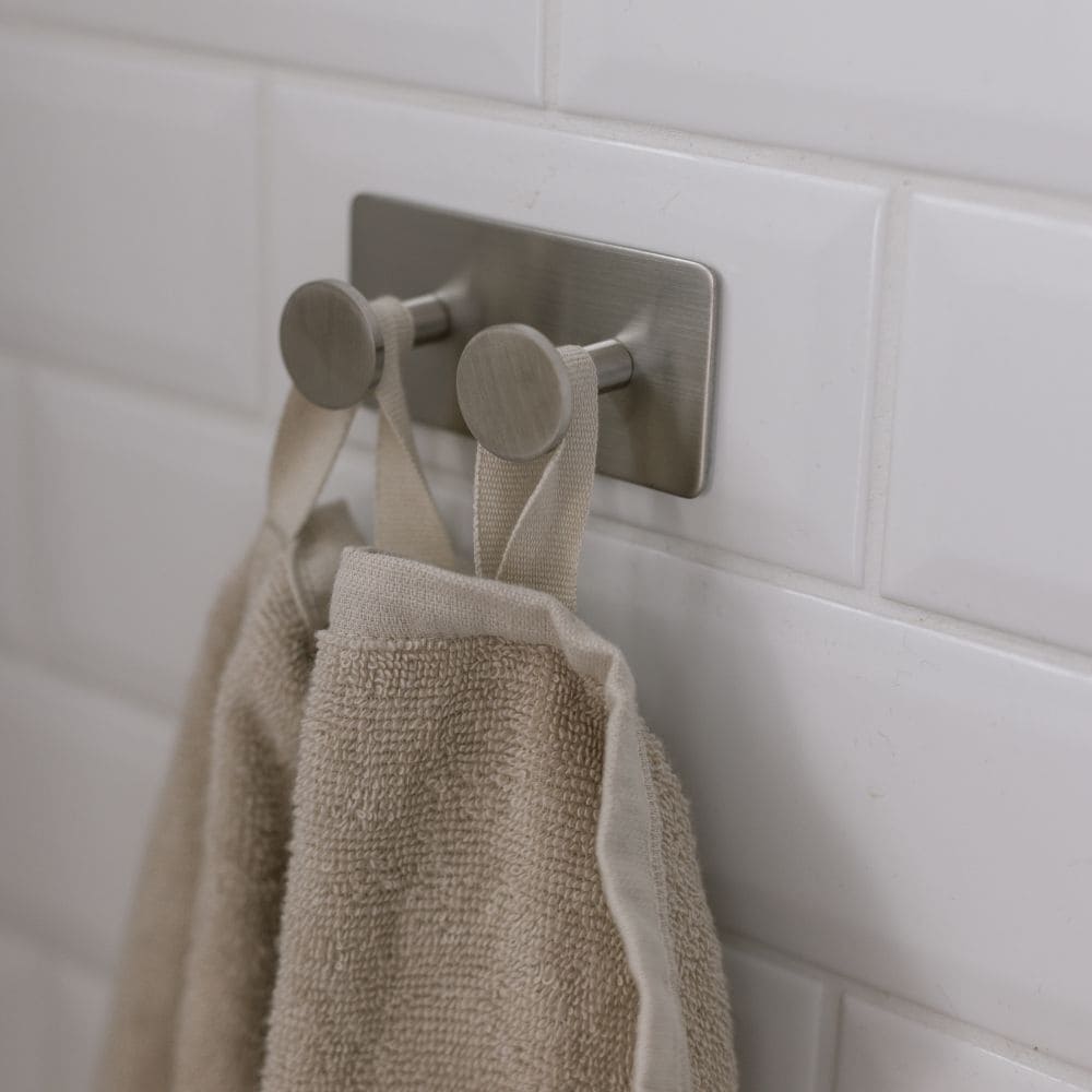 Klebehaken Base 210 2-Haken - Gebürsteter Edelstahl