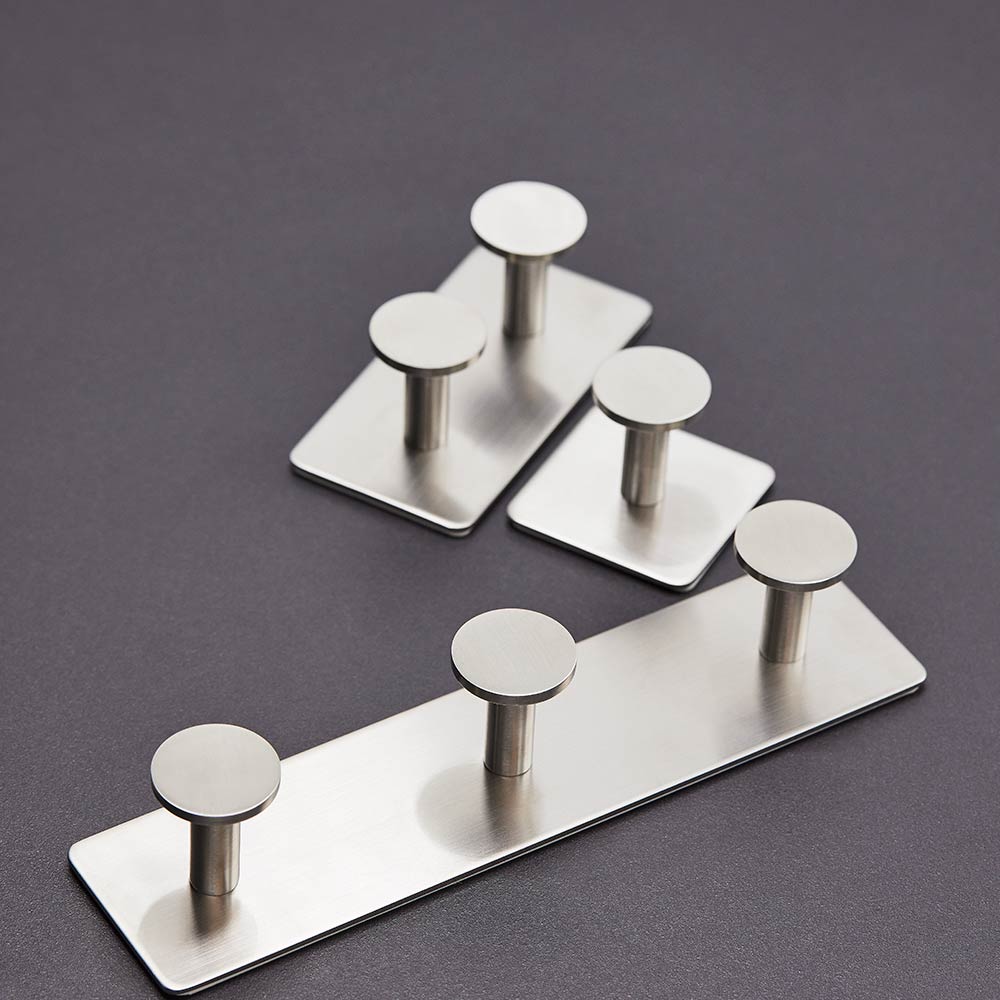 Klebehaken Base 210 3-Haken - Gebürsteter Edelstahl