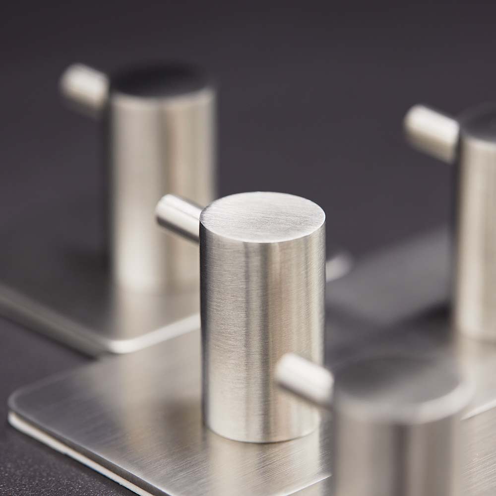 Klebehaken Base 220 2-Haken - Gebürsteter Edelstahl