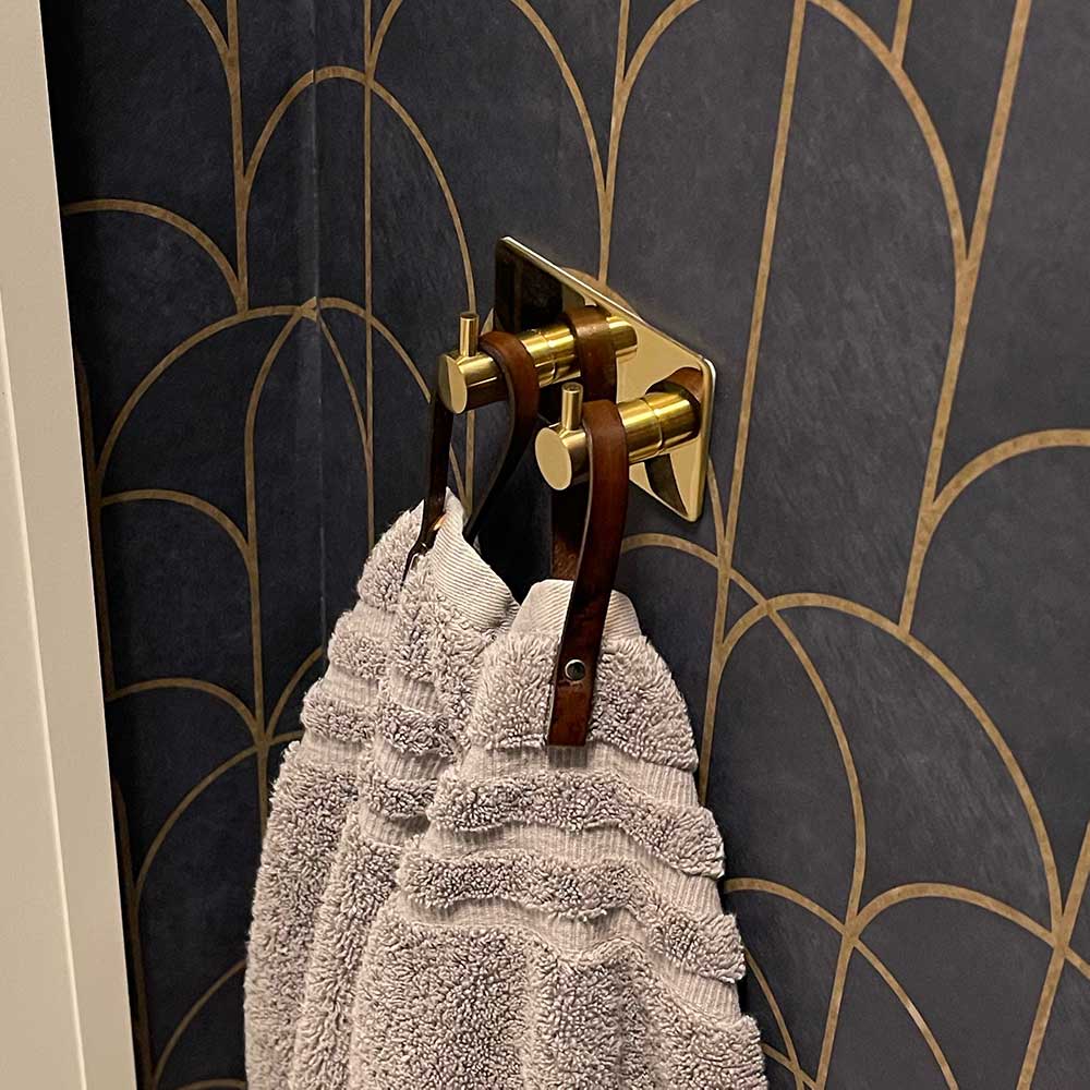 Klebehaken Base 220 2-Haken - Poliertes Messing