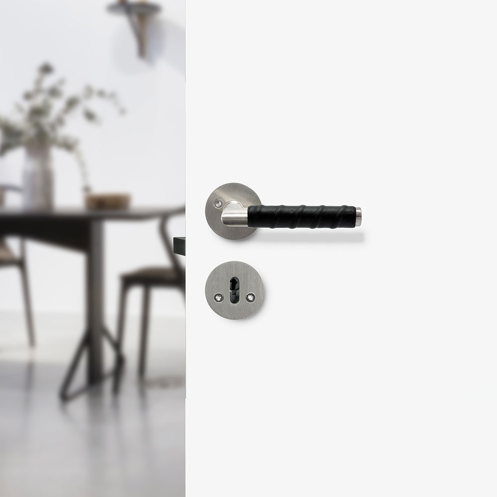 Türgriff Kastrup - Edelstahl-Optik/Lederummantelt Schwarz