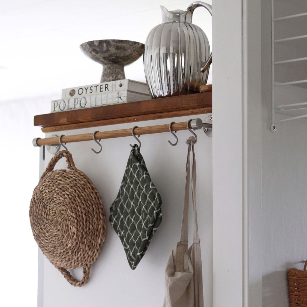 Küchenreling Aveny - 600mm -  Komplett - Eiche/Gebürsteter Edelstahl