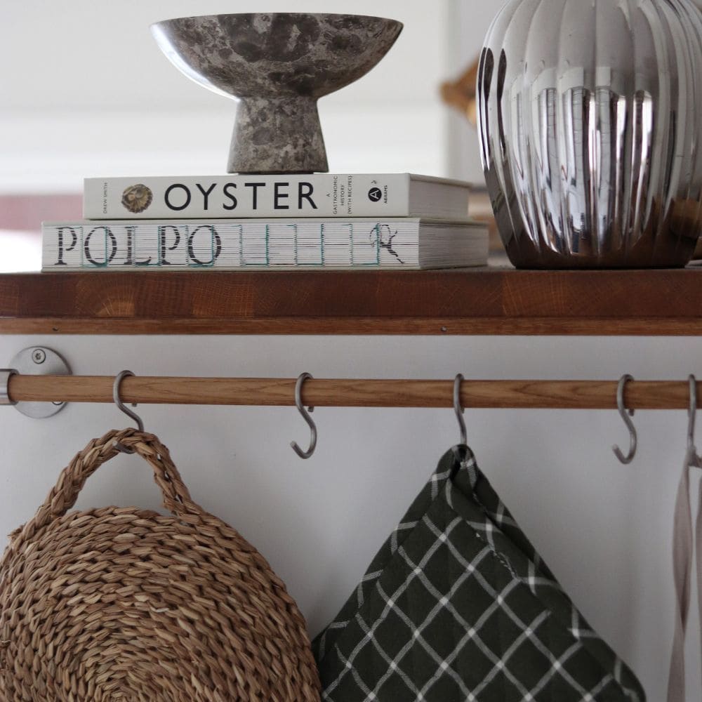 Küchenreling Aveny - 600mm -  Komplett - Eiche/Gebürsteter Edelstahl