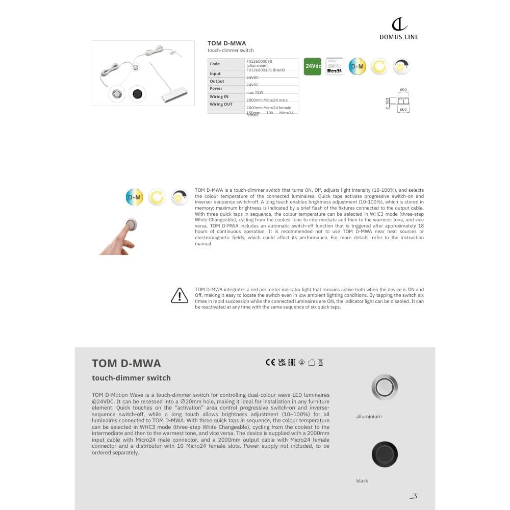 Dimmer Touch Tom D-MWA - Schwarz