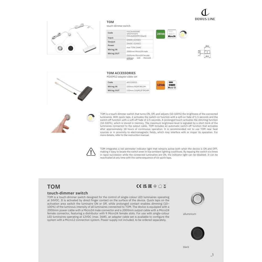 Dimmer Touch Tom D-MWA - Schwarz