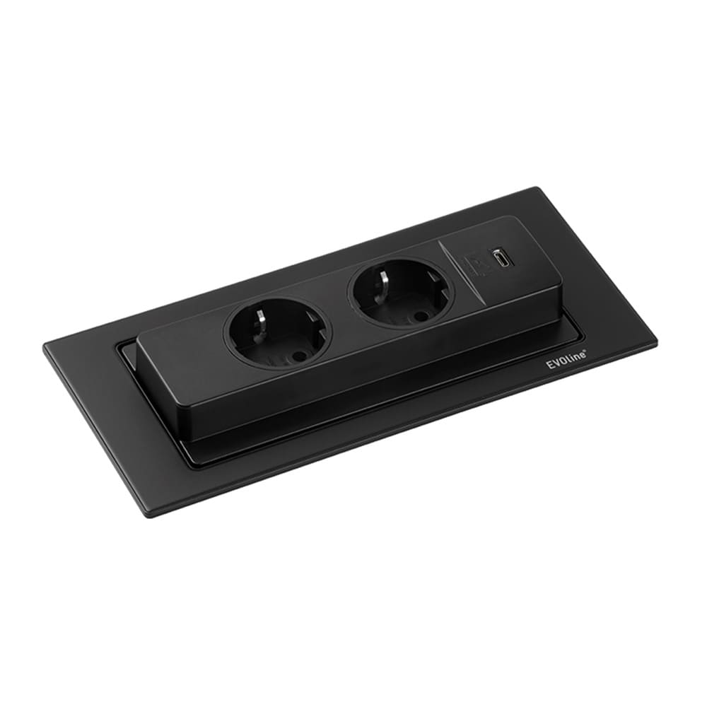 Steckdose Backflip 2 & 1 USB-C - Mattschwarz