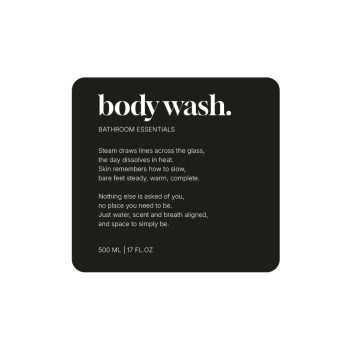 Klebeetikett Premium – Body Wash - Mattschwarz