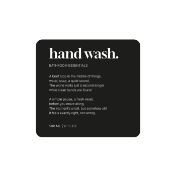 Klebeetikett Premium – Hand Wash - Mattschwarz