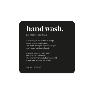 Klebeetikett Premium – Hand Wash - Mattschwarz in der Gruppe Badaccessoires / Alle Badaccessoires anzeigen / Seifenspender Halter & Seife bei Beslag Online (10184-BO)
