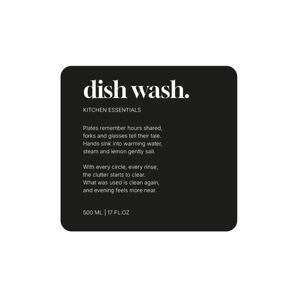 Klebeetikett Premium – Dish Wash - Mattschwarz