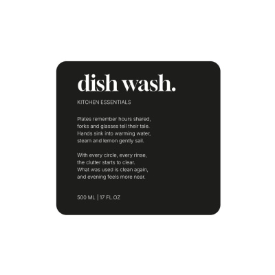 Klebeetikett Premium – Dish Wash - Mattschwarz in der Gruppe Badaccessoires / Alle Badaccessoires anzeigen / Seifenspender Halter & Seife bei Beslag Online (10185-BO)