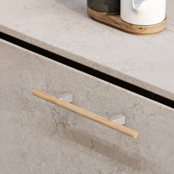 Möbelgriff Kumo Wood - Eiche/Edelstahl-Optik