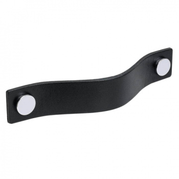 Möbelgriff Loop - 128mm - Leder Schwarz/Chrom
