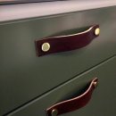 Möbelgriff Loop - 128mm - Leder Braun/Messing