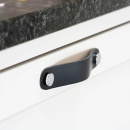 Möbelgriff Loop Round - 128mm - Leder Schwarz/Schwarz