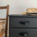 Möbelgriff Loop Round - 128mm - Leder Schwarz/Schwarz