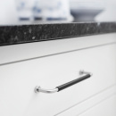 Möbelgriff Lounge - 160mm - Chrom/Schwarz Leder