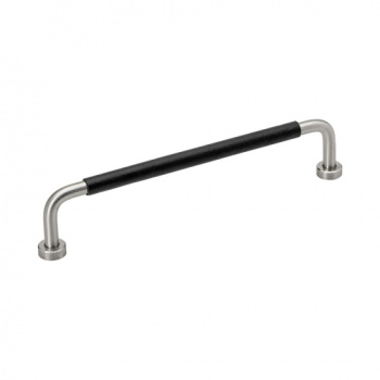 Möbelgriff Lounge - 160mm - Edelstahl/Schwarz Leder