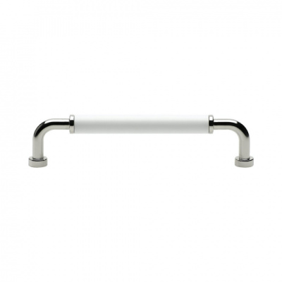Möbelgriff Brohult M - 128mm - Vernickelt/Weiß in der Gruppe Griffe / Farbe/Material / Chrom bei Beslag Online (397046-11)